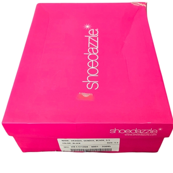 Shoe Dazzle Black and Tan Wedge Genova Sandals Size 9.5 - Picture 8 of 9